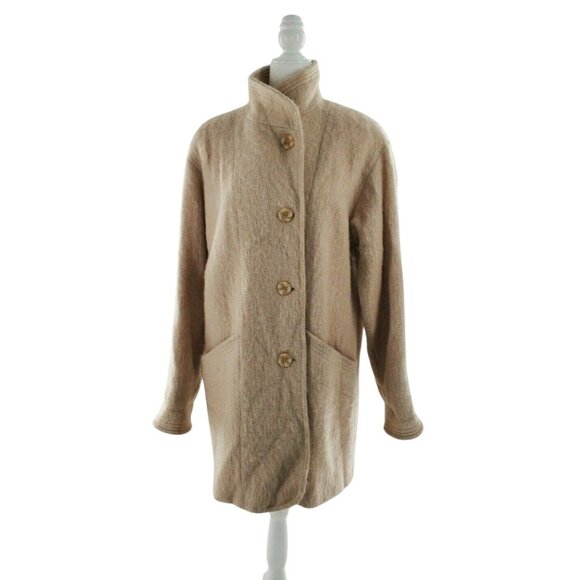 Loring Vintage Mohair Wool Blend Coat Women’s Size 14 Cream Ivory USA Made Fuzzy - Picture 2 of 9
